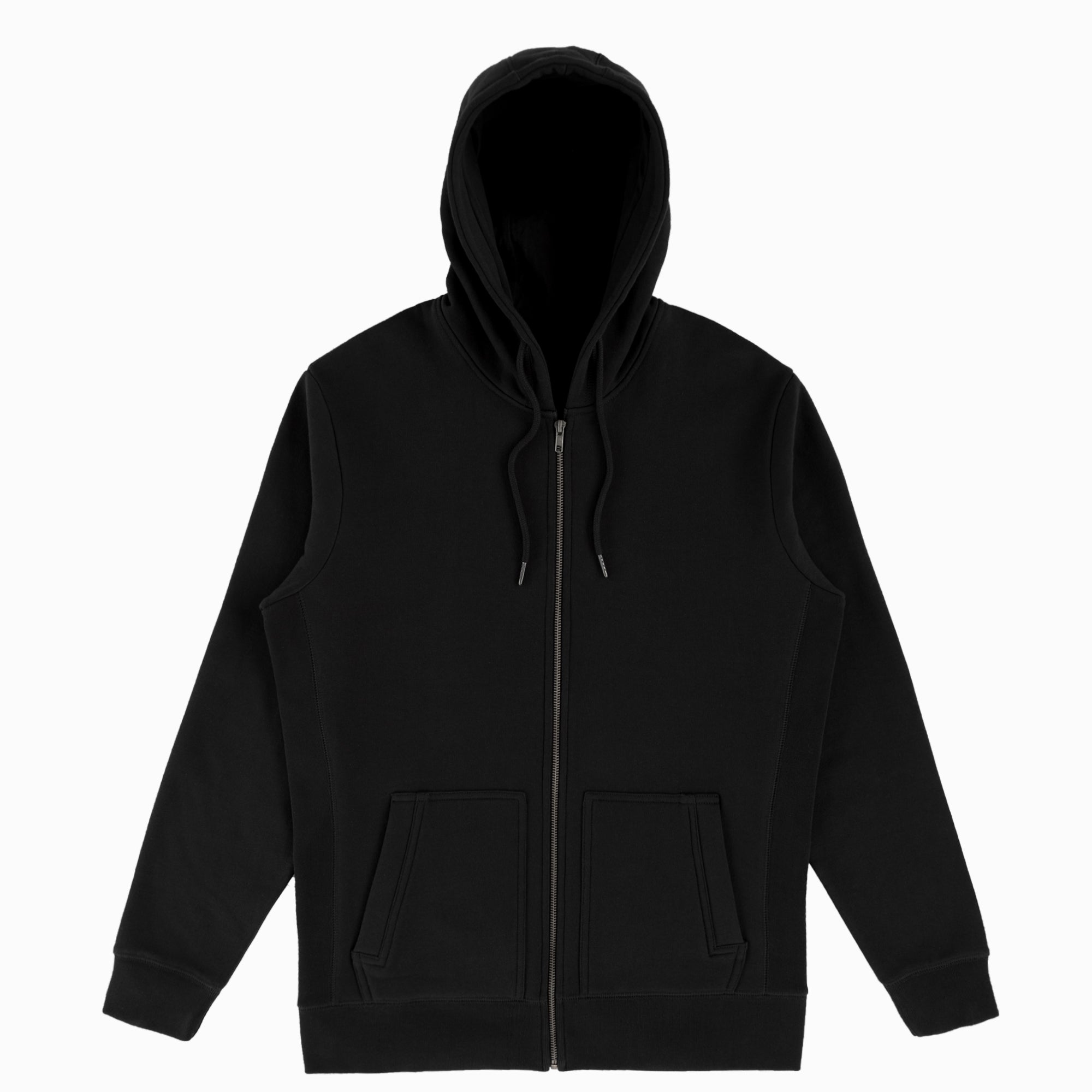 Black Heavyweight Organic Brushed Zip