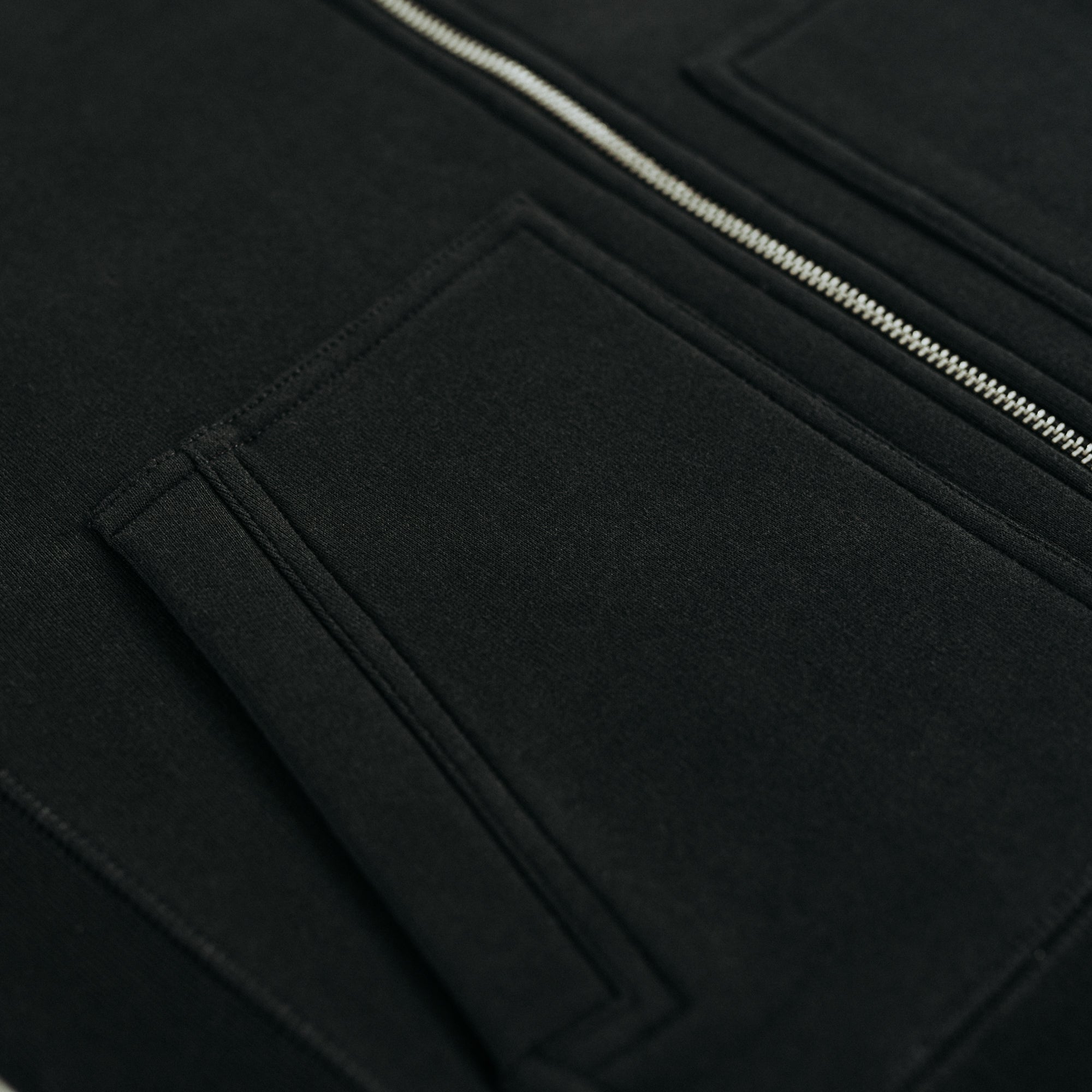 Black Heavyweight Organic Brushed Zip