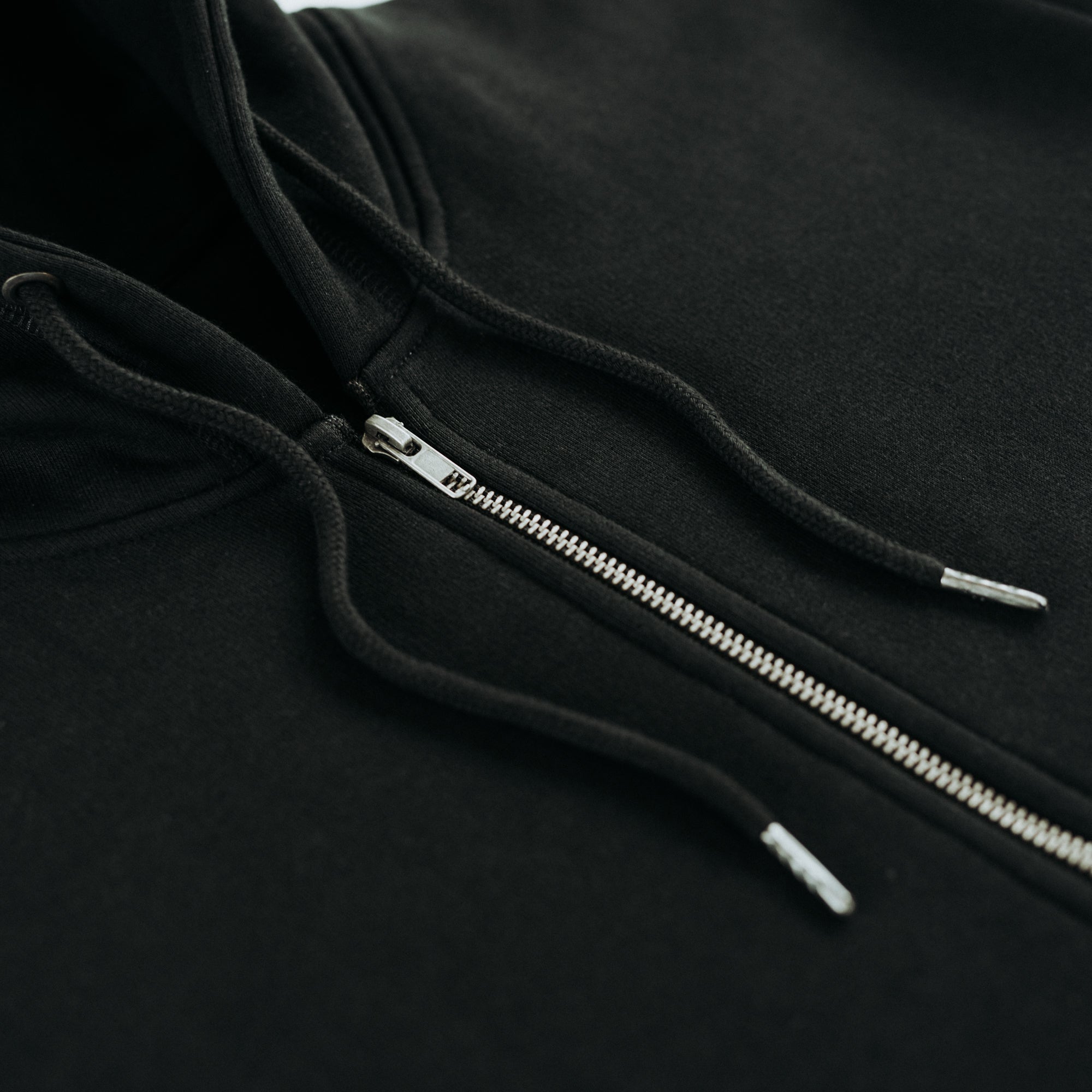 Black Heavyweight Organic Brushed Zip