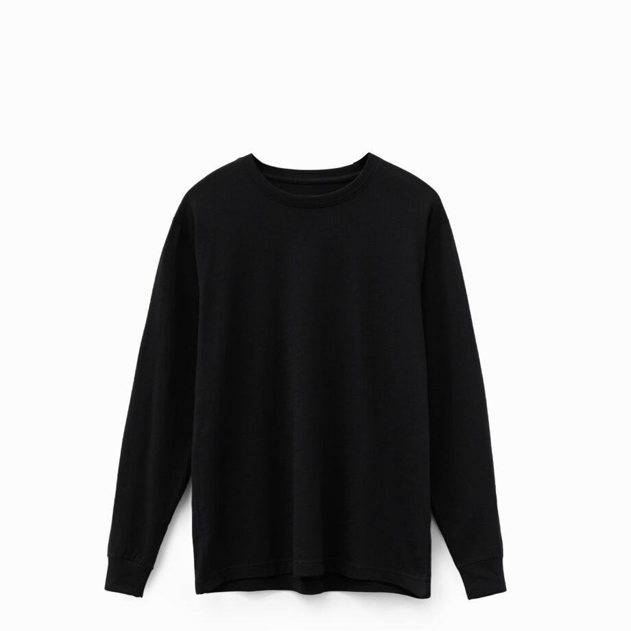 Black Midweight Supima Long Sleeve Tee
