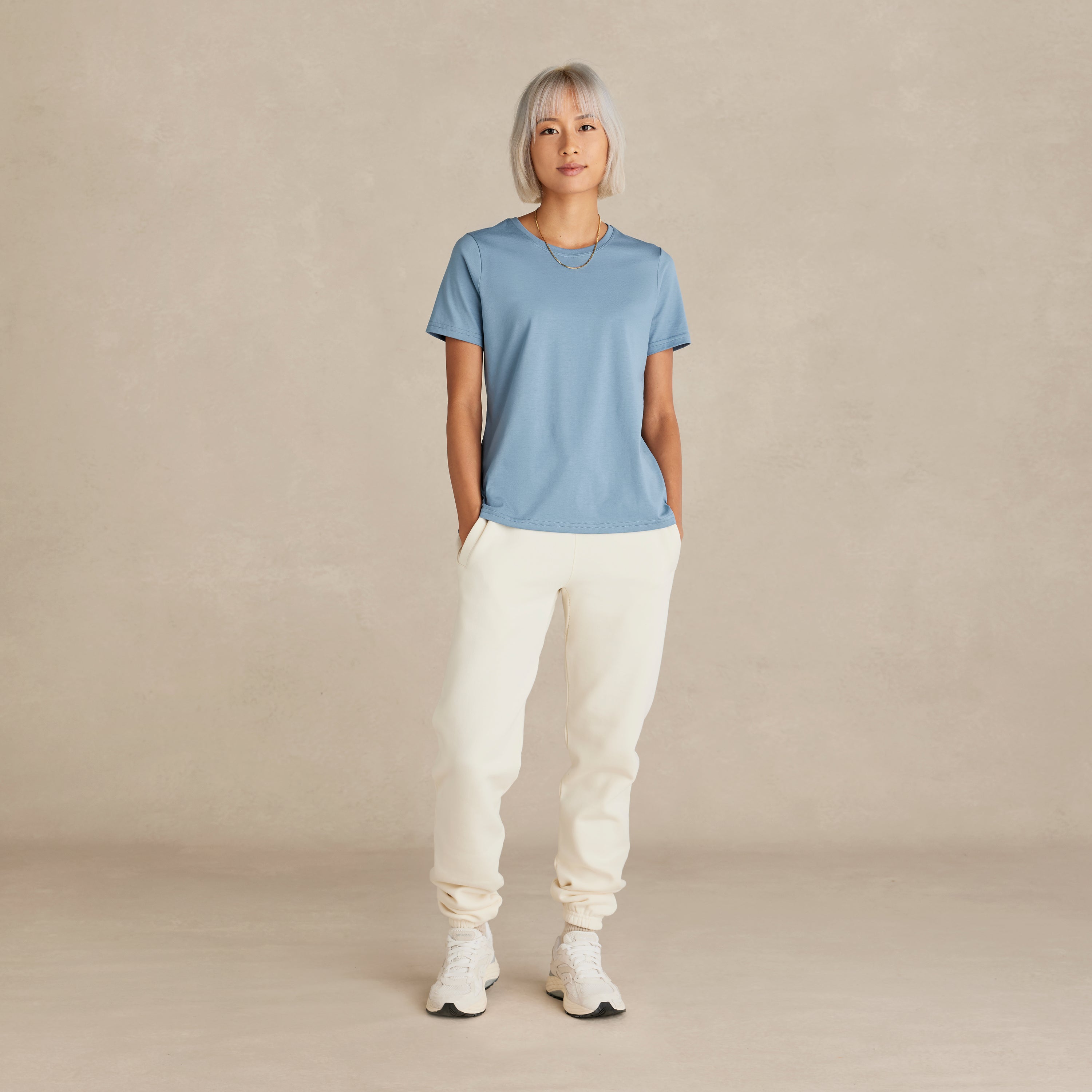 Women's Cloudy Blue Midweight Supima Tee