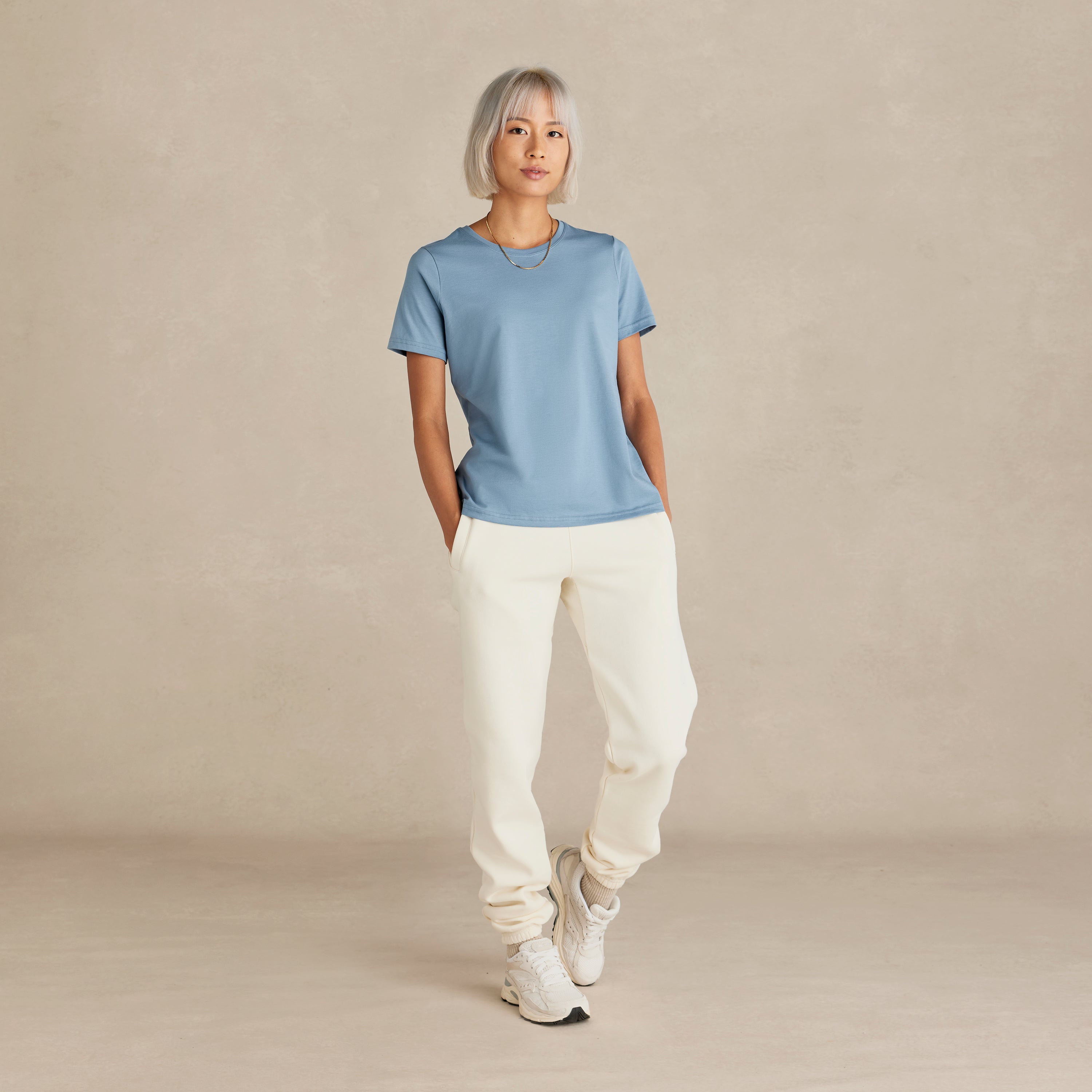 Women's Cloudy Blue Midweight Supima Tee